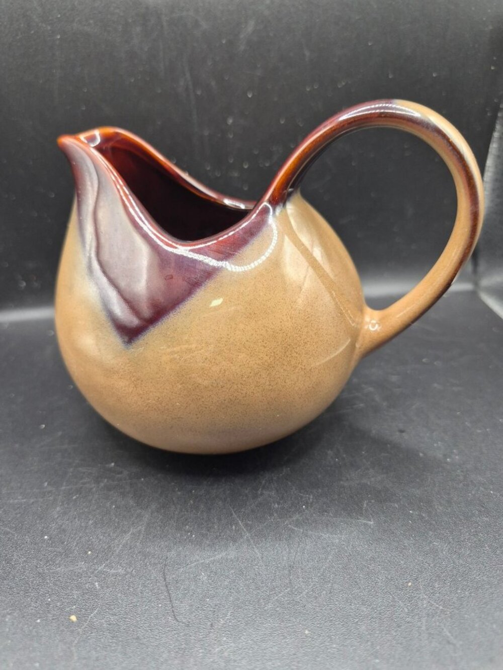 Sango Nova Brown Ceramic Creamer Pitcher Rounded Design Vintage Kitchenware